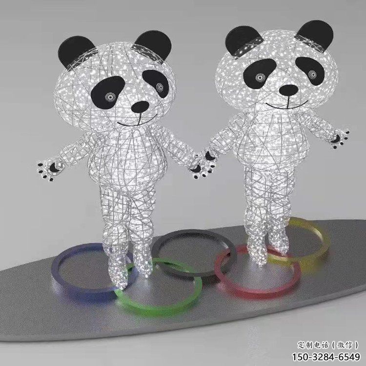熊貓雕塑工程選用，美陳雕塑，鏤空熊貓雕塑生產