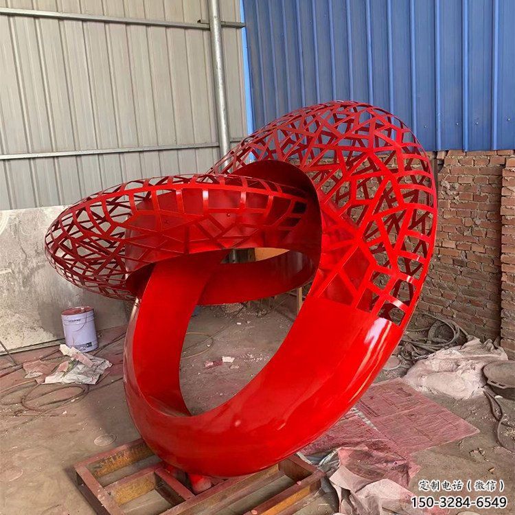 雙環雕塑預定，城區小品，不銹鋼雙環雕塑制造商