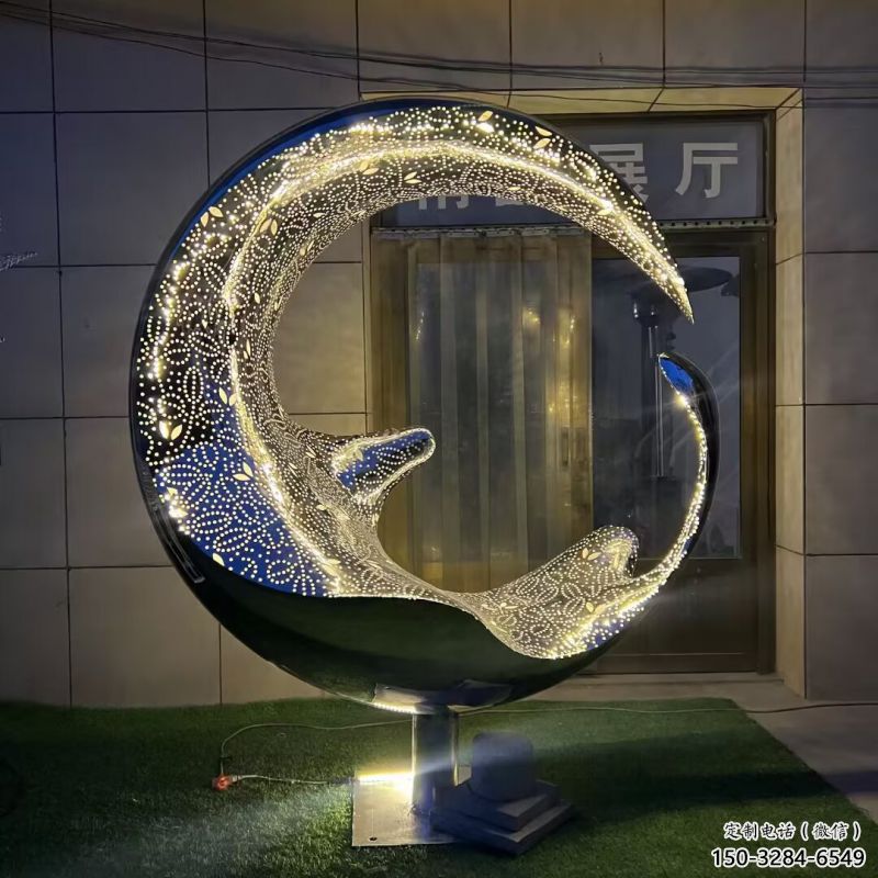 制造圓環(huán)雕塑專供，地標(biāo)擺件，燈光圓環(huán)雕塑訂做