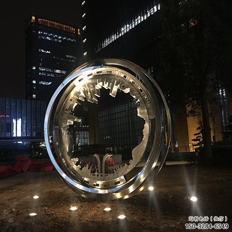 戶外圓環(huán)雕塑通用，多彩藝術，不銹鋼圓環(huán)雕塑供應