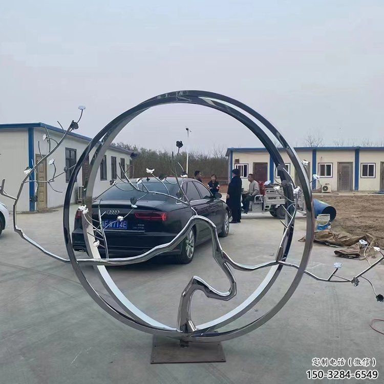 圓環雕塑，鏤空景觀雕塑，抽象效果