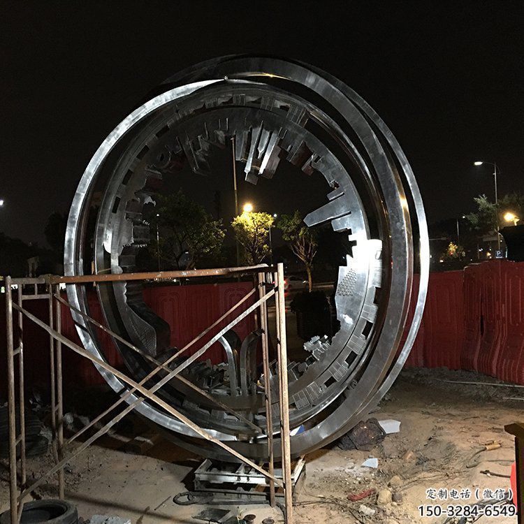圓環雕塑制造商，酒店擺件，不銹鋼圓環雕塑定制