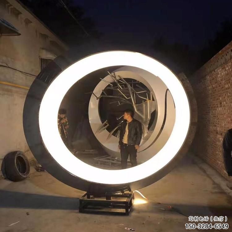 圓環雕塑制造商，城區小品，不銹鋼圓環雕塑制作定制