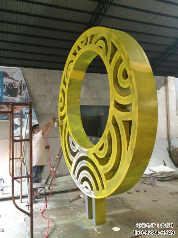 戶外圓環通用，陸地擺件，烤漆圓環雕塑制作優選