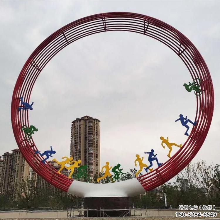 圓環(huán)雕塑點(diǎn)擊，地標(biāo)擺件，烤漆圓環(huán)雕塑承接