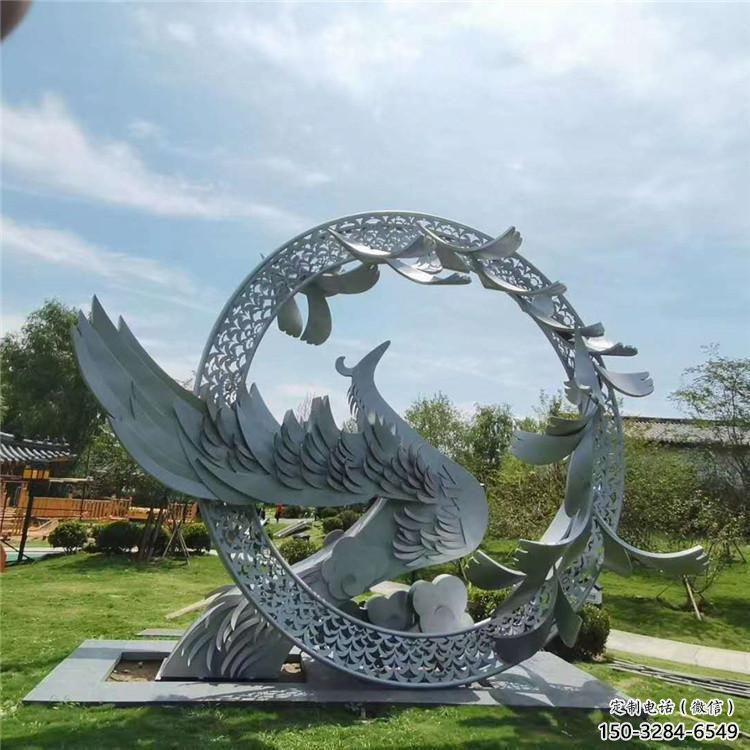 小圓環(huán)雕塑承接，景區(qū)案例，烤漆圓環(huán)雕塑承接