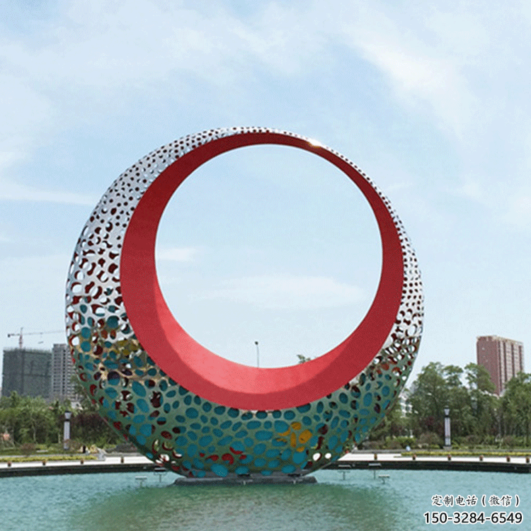 圓環雕塑訂做，街景小品，戶外烤漆圓環雕塑制作