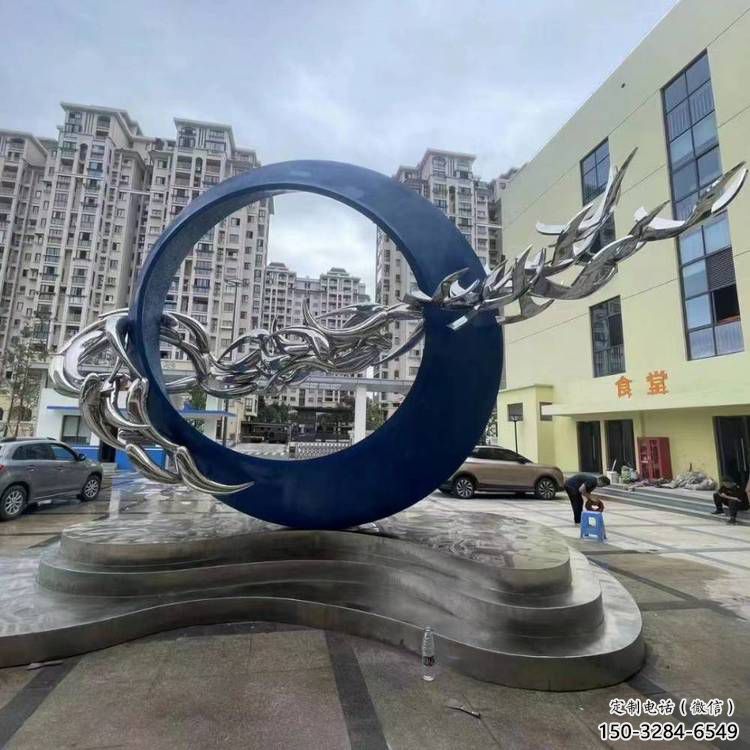 圓環(huán)雕塑定做，小區(qū)擺件，烤漆圓環(huán)雕塑制作