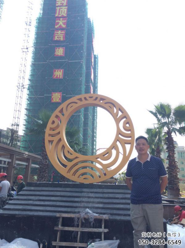 圓環雕塑服務商，美陳雕塑，烤漆圓環雕塑廠家精選