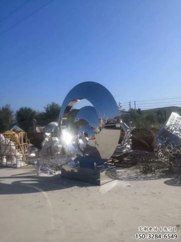 圓環(huán)雕塑生產(chǎn)，戶外擺放，不銹鋼圓鏡雕塑精選