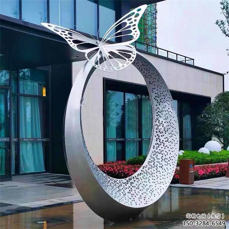 圓圈雕塑定制，市標(biāo)雕塑，不銹鋼圓圈雕塑廠家