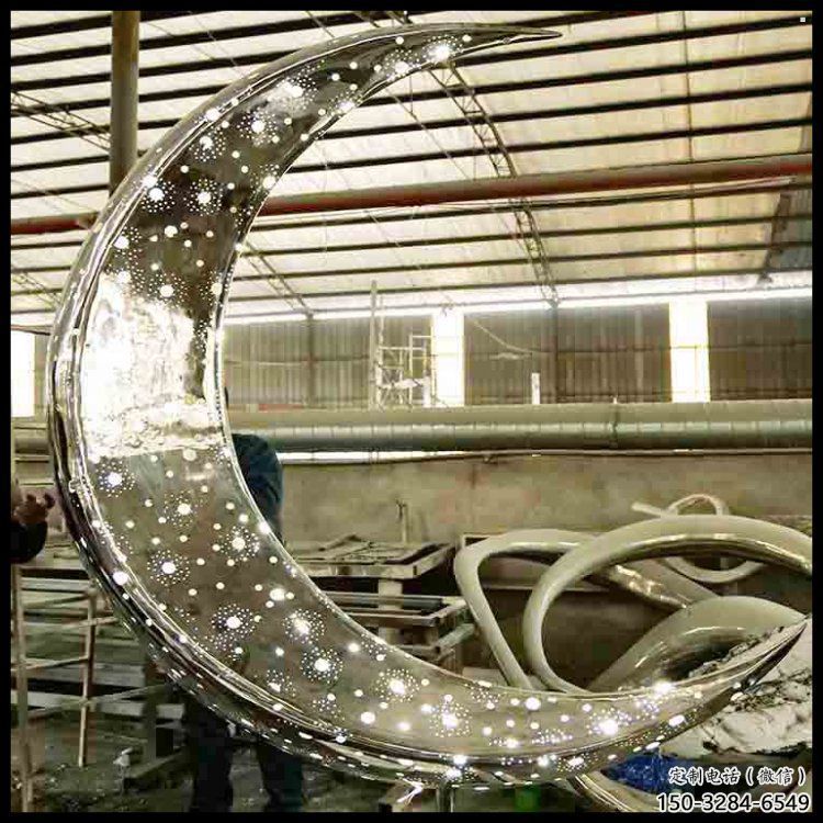 月亮雕塑通用，街景小品，鏤空月亮雕塑制造廠家