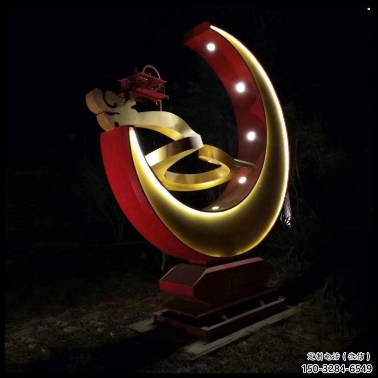 月亮雕塑制造，街景小品，景觀鏤空月亮雕塑優價