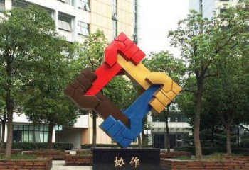 握手雕塑指用，多彩藝術，景觀不銹鋼握手雕塑廠家