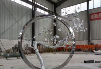 梅花樹雕塑承接，街頭藝術(shù)，不銹鋼梅花樹雕塑觀賞型