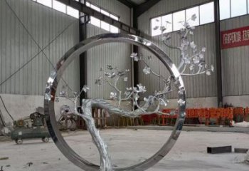 梅花樹雕塑加工，美陳雕塑，不銹鋼梅花樹雕塑生產(chǎn)商