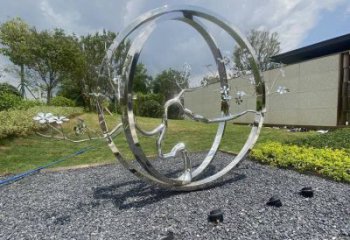圓環(huán)樹雕塑廠家，標(biāo)識(shí)雕塑，不銹鋼圓環(huán)樹雕塑定制