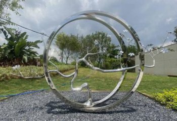 圓環樹雕塑承接，鍛造工藝，不銹鋼圓環樹雕塑訂做