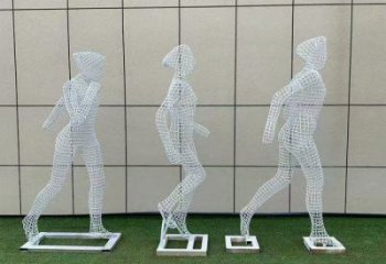 鏤空體育雕塑展品，公園小品，運(yùn)動(dòng)員鐵藝人物雕塑供需