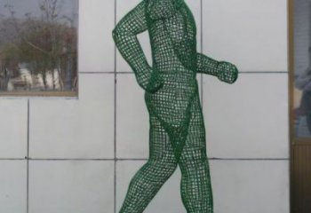 鏤空體育雕塑制造商，運(yùn)動(dòng)員擺件，鐵藝人物雕塑定制