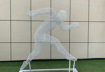 鏤空體育雕塑制作，村標(biāo)概念，運(yùn)動(dòng)員鐵藝人物雕塑專供