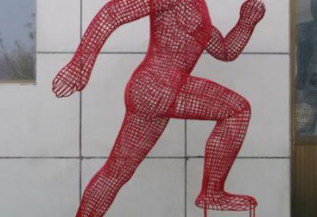 鏤空運(yùn)動(dòng)員雕塑選用，美陳雕塑，鐵藝烤漆體育人物雕塑