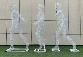 體育人物雕塑供求，景觀雕塑，鏤空鐵藝人物雕塑優選