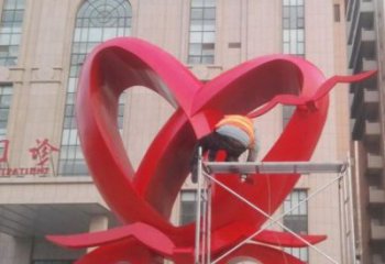 雙心鑄造觀賞型，露天雕塑，不銹鋼雙心雕塑訂做