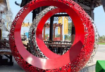 雙環(huán)雕塑精品，白鋼構件，別墅不銹鋼雙環(huán)雕塑供求