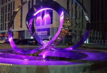 圓環雕塑標準，彩鋼制作，燈光圓環雕塑優價