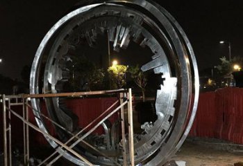 圓環雕塑制造商，酒店擺件，不銹鋼圓環雕塑定制