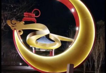制造月亮雕塑廠家，地標(biāo)擺件，烤漆鏤空月亮雕塑精選