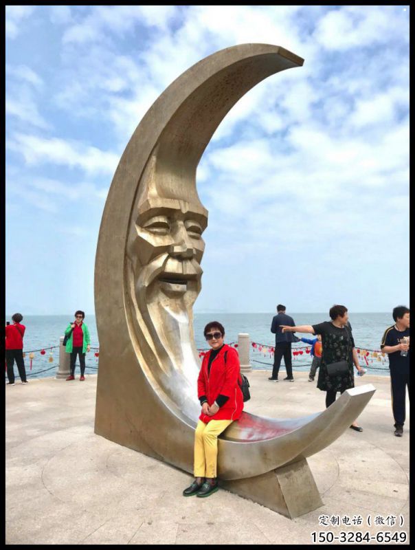 酒店月亮雕塑，鍍金歐式雕塑，仿古擺件