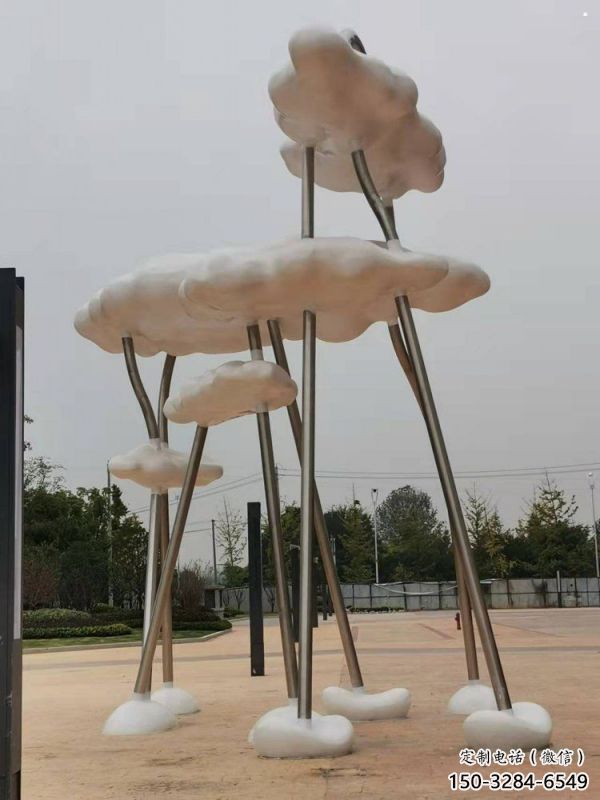 云朵雕塑精選，美陳雕塑，不銹鋼鏤空云朵雕塑通用