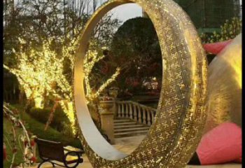 月牙雕塑制造，白鋼構(gòu)件，鏤空月牙雕塑提供