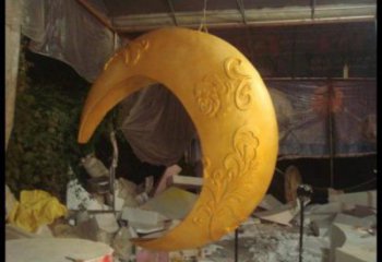 景區(qū)月亮雕塑，鍍金歐式雕塑，鐵藝材質(zhì)