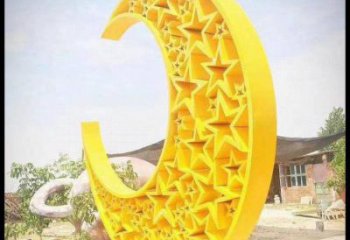 月亮船雕塑供應，城區小品，不銹鋼月亮船雕塑制造商