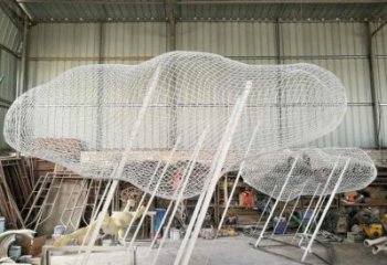 鏤空云朵雕塑，編織工藝制作，金屬景觀雕塑
