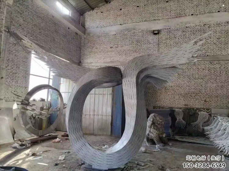 抽象鳥翅雕塑供應，花園小品，不銹鋼鳥翅雕塑展品