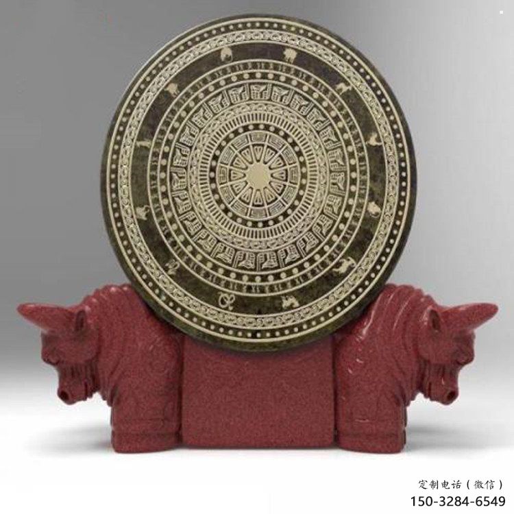 ?門口銅鼓雕塑點擊，地標擺件，民俗銅鼓雕塑承接