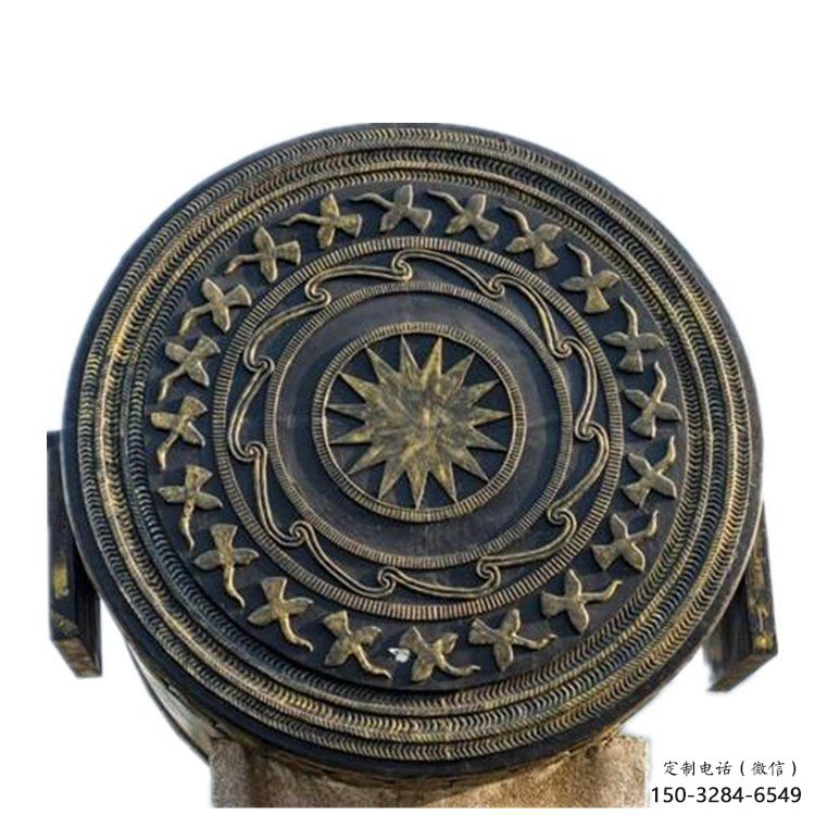 銅鼓雕塑專供，校園雕塑，小區(qū)銅鼓雕塑標(biāo)準(zhǔn)
