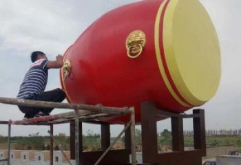 紀念鑼鼓雕塑生產(chǎn)，廣場雕塑，不銹鋼鑼鼓雕塑展品