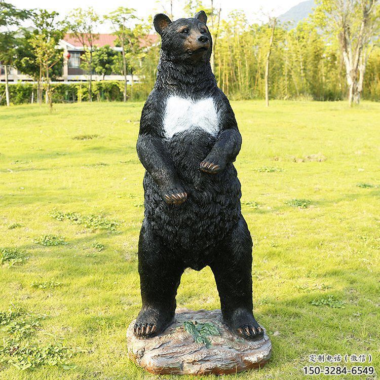 馬鞍山街道黑熊雕塑，仿真動物雕塑，古銅效果