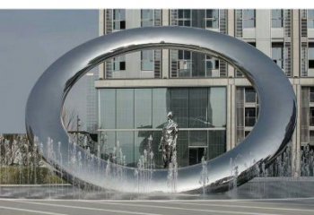 鼓樓小區(qū)圓環(huán)雕塑，水簾噴泉雕塑，水景藝術(shù)效果