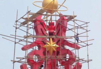 崇左景觀科技之星雕塑選用，美陳雕塑，抽象不銹鋼科技之星雕塑標準