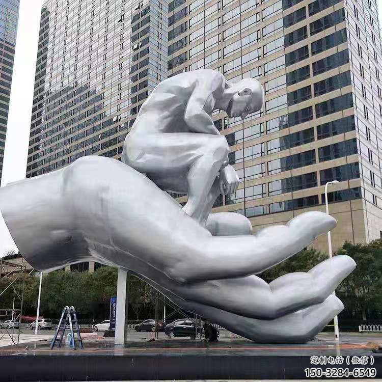 黔南沉思者雕塑，景觀雕塑，手托人物雕塑廠家提供