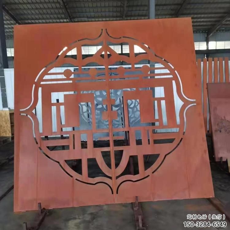 美蘭鏤空景墻雕塑，耐候鋼鏤空工藝設計