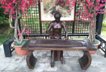 云巖彈古箏雕塑廠家，景觀概念，民俗人物雕塑通用