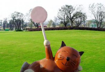 大慶小區(qū)小貓雕塑，抽象系列，彩繪工藝