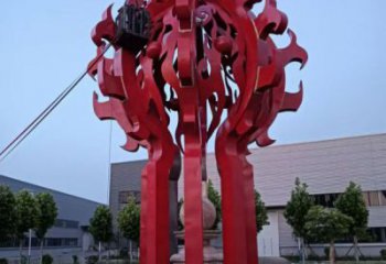 孝感火球雕塑，精神堡壘火球雕塑落地展示